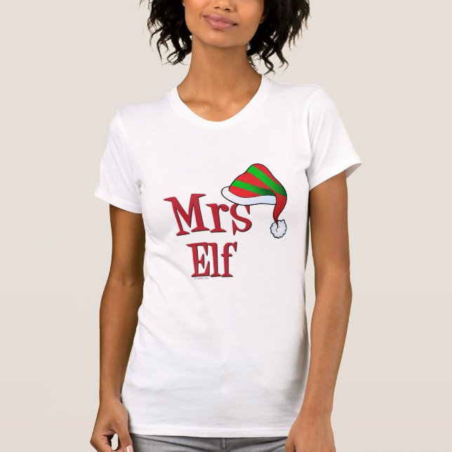 Camiseta Feliz Natal Família da Sra. Elf (Frente)