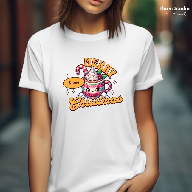 Camiseta Feliz Natal Família de Mug de Chocolate Quente Bon (Criador carregado)