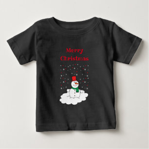 Camiseta Feliz Natal Família Snowman Snowflakes Black