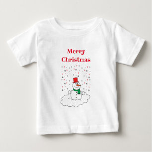 Camiseta Feliz Natal Família Snowman Snowflakes Branco