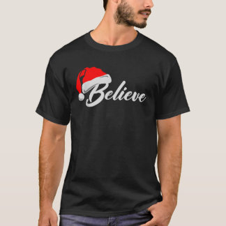 Camiseta Feliz Natal Familiar Acredite em Papai Noel Bonito