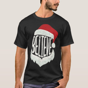 Camiseta Feliz Natal Familiar Acredite em Papai Noel Bonito