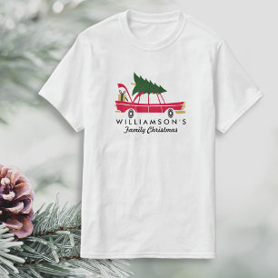 Camiseta Feliz Natal Familiar Trazendo Árvore Natal Domésti