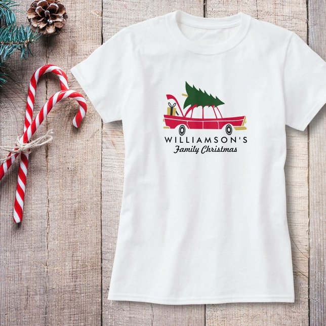 Camiseta Feliz Natal Familiar Trazendo Árvore Natal Domésti (Criador carregado)