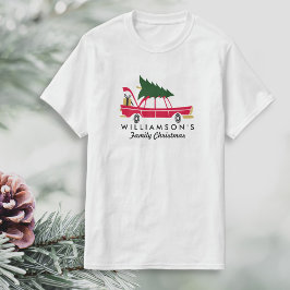 Camiseta Feliz Natal Familiar Trazendo Árvore Natal Domésti