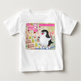 Camiseta Feliz Natal Feliz Ano Novo Pinguim Fofo