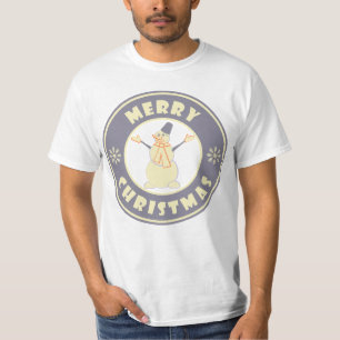 Camiseta Feliz Natal feliz boneco de neve estilo de café fa