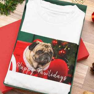 Camiseta Feliz Natal Feliz Pet Dog Foto de Cachorro da Famí