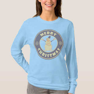 Camiseta Feliz Natal Feliz Snowman famoso estilo de café