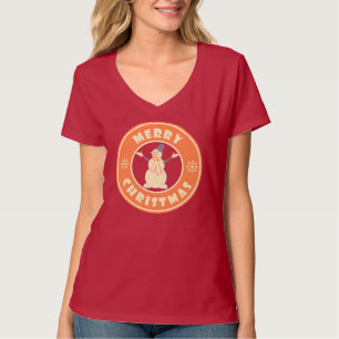 Camiseta Feliz Natal Feliz Snowman famoso estilo de café