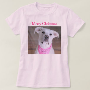 Camiseta Feliz Natal Feriado de Cachorro Rosa Rosa-Rosa
