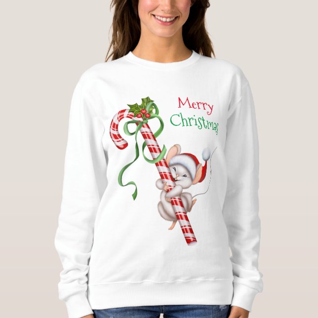 Camiseta Feliz Natal - Feriado de Mouse Cane Candy (Frente)