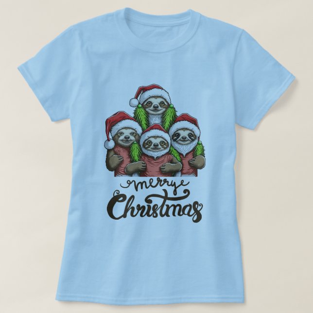 Camiseta Feliz Natal Feriado de Relaxamento de Cuta da Esqu (Frente do Design)