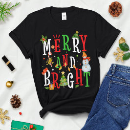 Camiseta Feliz Natal, Feriado, Feliz e Brilho