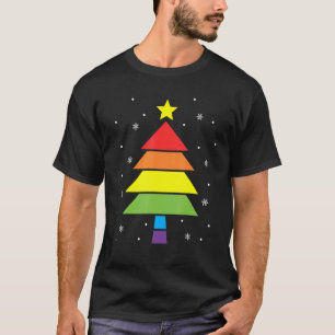 Camiseta Feliz Natal Feriado Rainbow LGBTQ Gay