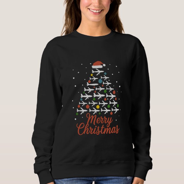 Camiseta Feliz Natal Férias em Árvore de Avião (Frente)