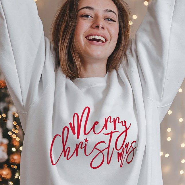 Camiseta Feliz Natal - Festa Caligráfica Vermelha (Criador carregado)