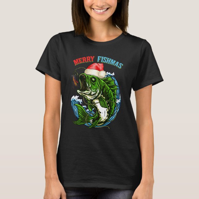 Camiseta Feliz Natal Fishmas Pescaria Peixe Presente (Frente)