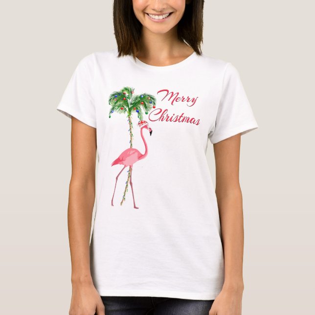 Camiseta Feliz Natal Flamingo (Frente)