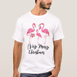 Camiseta Feliz Natal Flamingos Saudação de Férias
