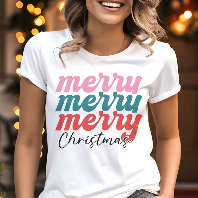 Camiseta Feliz Natal Fofo Multicolor Feriado (Criador carregado)