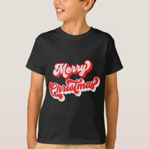 Camiseta Feliz Natal Fofo Simples Caligrafia Retro Vermelho