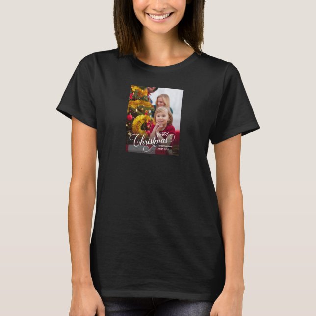 Camiseta Feliz Natal Foto Personalizada Simples (Frente)