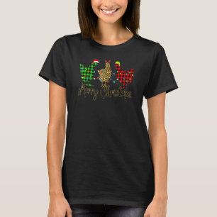 Camiseta Feliz Natal Frango Xadrez Búfalo Leopardo Anim