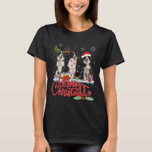 Camiseta Feliz Natal Fronteira de Collie Papais noeis Reind