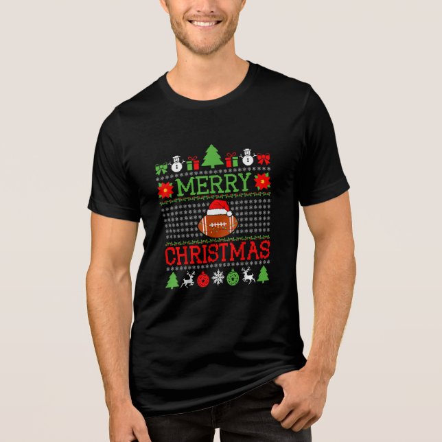 Camiseta Feliz Natal Futebol Santa Hat Ugly Sweater Pa (Frente)