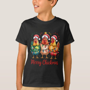 Camiseta Feliz Natal Galinha Galo Papai Noel Chapeu Galinha