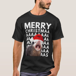 Camiseta Feliz Natal Gambá Gritando Diversão Homens Mulhere