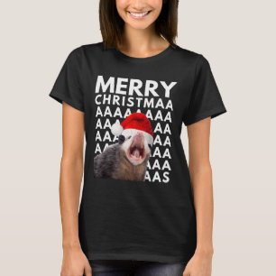Camiseta Feliz Natal Gambá Gritando Diversão Homens Mulhere