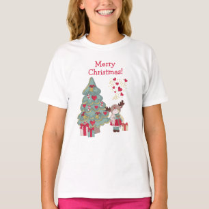 Camiseta Feliz Natal - Garota Bonita, Árvore, Presentes