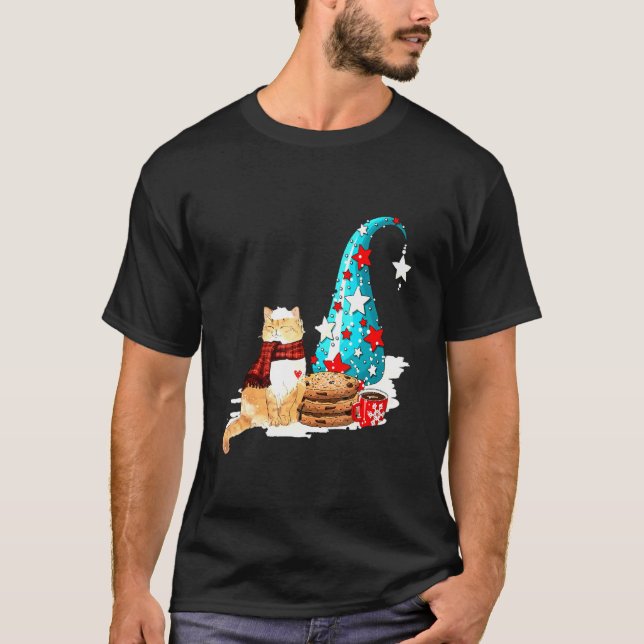 Camiseta Feliz Natal Gatinho Com Biscoitos (Frente)