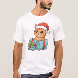Camiseta Feliz Natal Gatinho Fofo de Natal Moletom e Camise