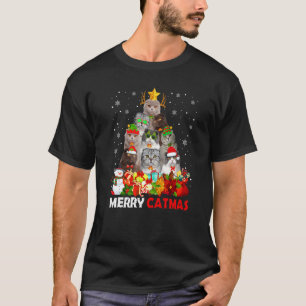 Camiseta Feliz Natal Gatinho Mamãe Gato Papai Gato Natal Es