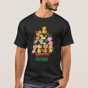 Camiseta Feliz Natal Gatinho Montanha De Natal Árvore De Na