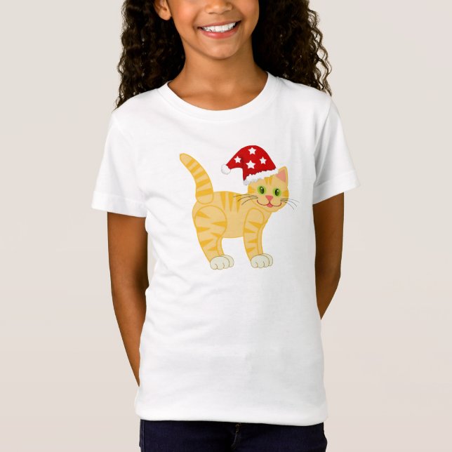 Camiseta Feliz Natal Gato Amarelo (Frente)