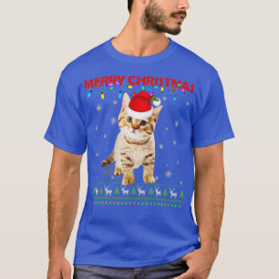 Camiseta Feliz Natal Gato Correspondente à Família Pijama M