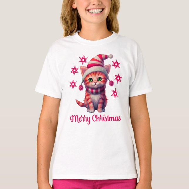 Camiseta Feliz Natal Gato de Natal (Frente)