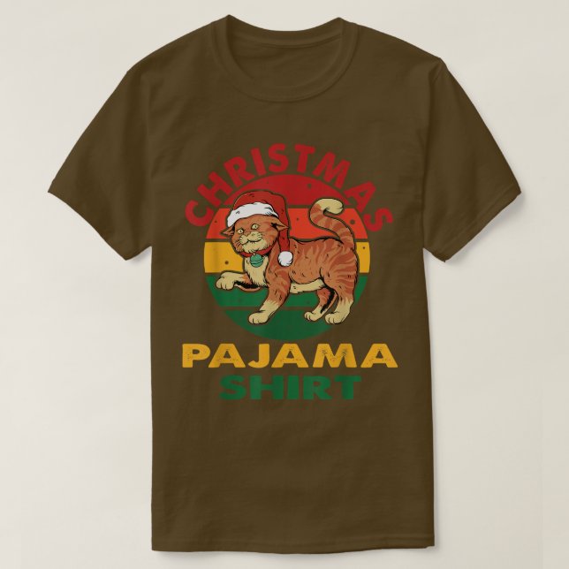 Camiseta Feliz Natal Gato Pajama Xmas  (Frente do Design)