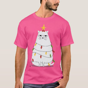Camiseta Feliz Natal Gato Presente Dia das Bruxas Graças a