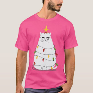 Camiseta Feliz Natal Gato Presente Dia das Bruxas Graças a