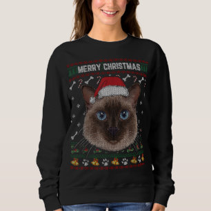 Camiseta Feliz Natal Gato Siamês Amadurece Xmas Suor Feio