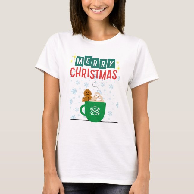 Camiseta Feliz Natal Gingerbird Tee Feriado (Frente)