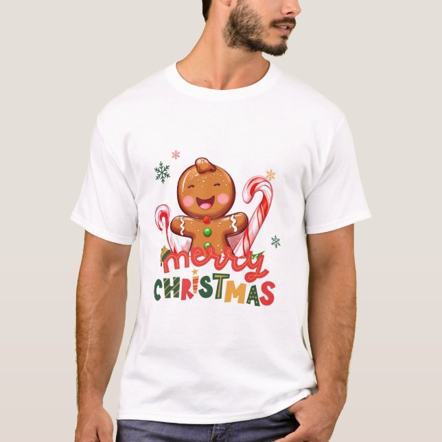 Camiseta Feliz Natal Gingercake e Candy Cane (Frente)