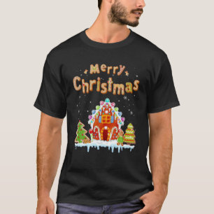 Camiseta Feliz Natal Gingercake House Baking Candy Can