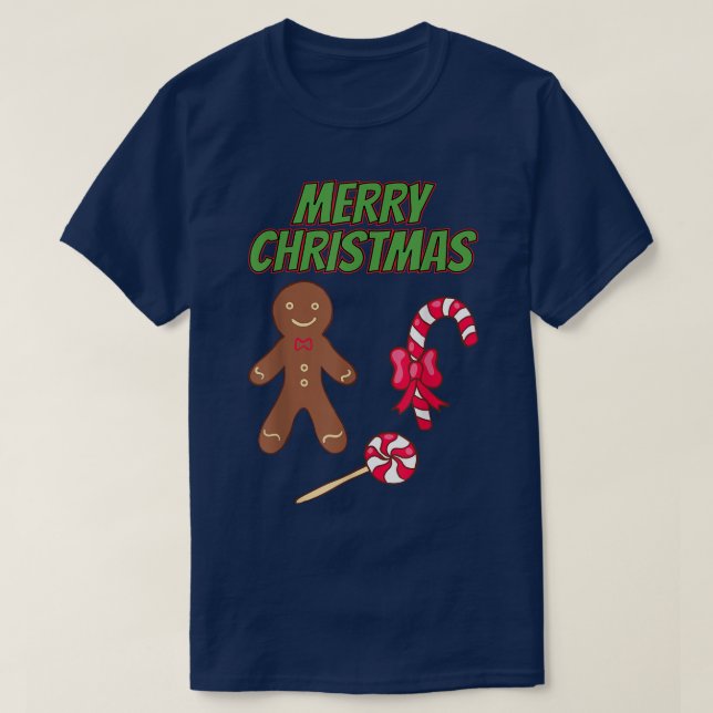 Camiseta Feliz Natal Gingercake man Bakery Candy Candy (Frente do Design)