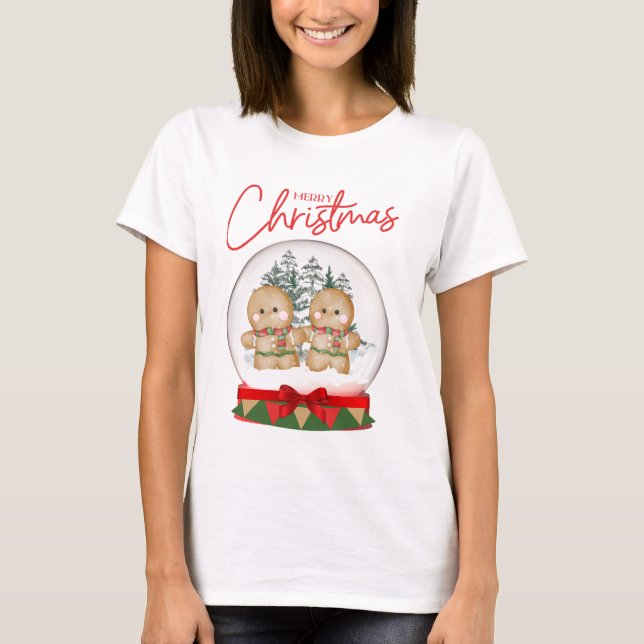 Camiseta Feliz Natal Globe Gengerpão Cookies (Frente)